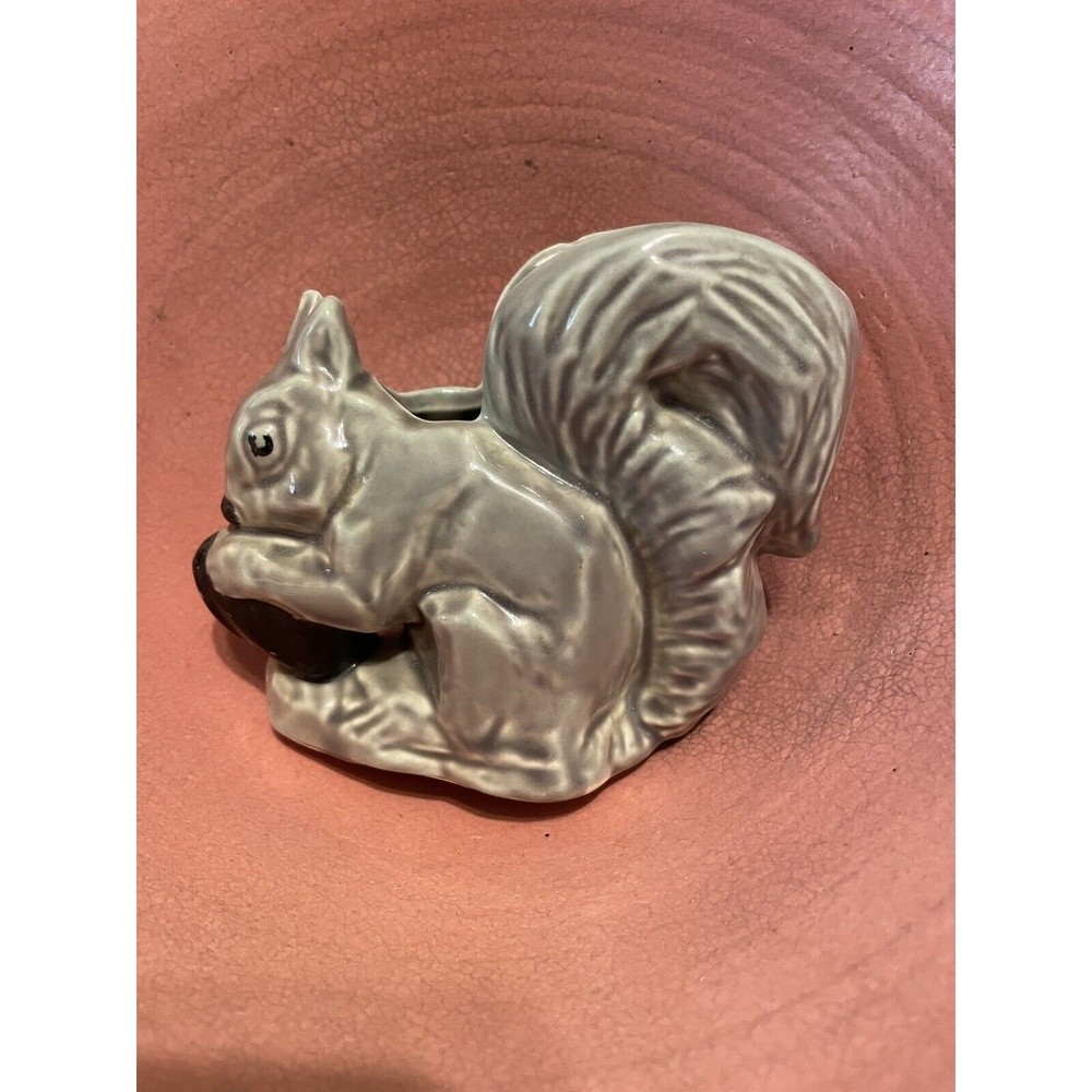 Vtg McCoy Gray Squirrel Vase Planter 4 1/4" Tall